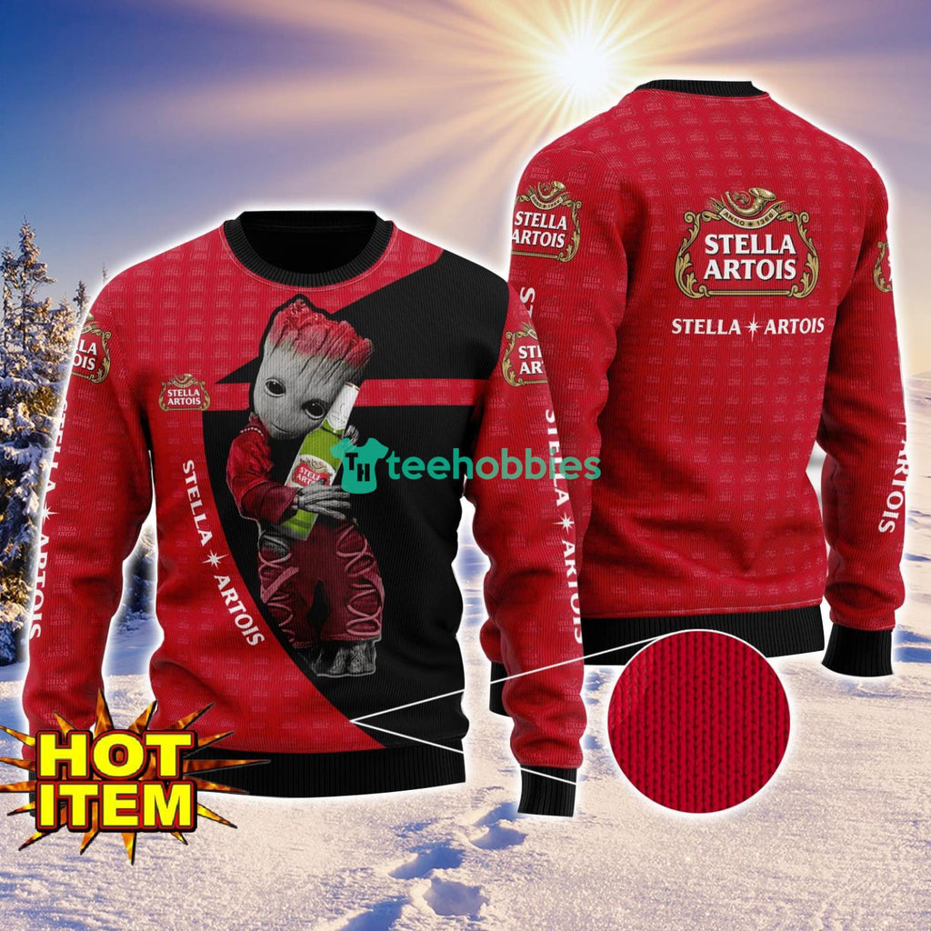 Baby Groot Hug Stella Artois Ugly Christmas 3D Sweater All Over Print