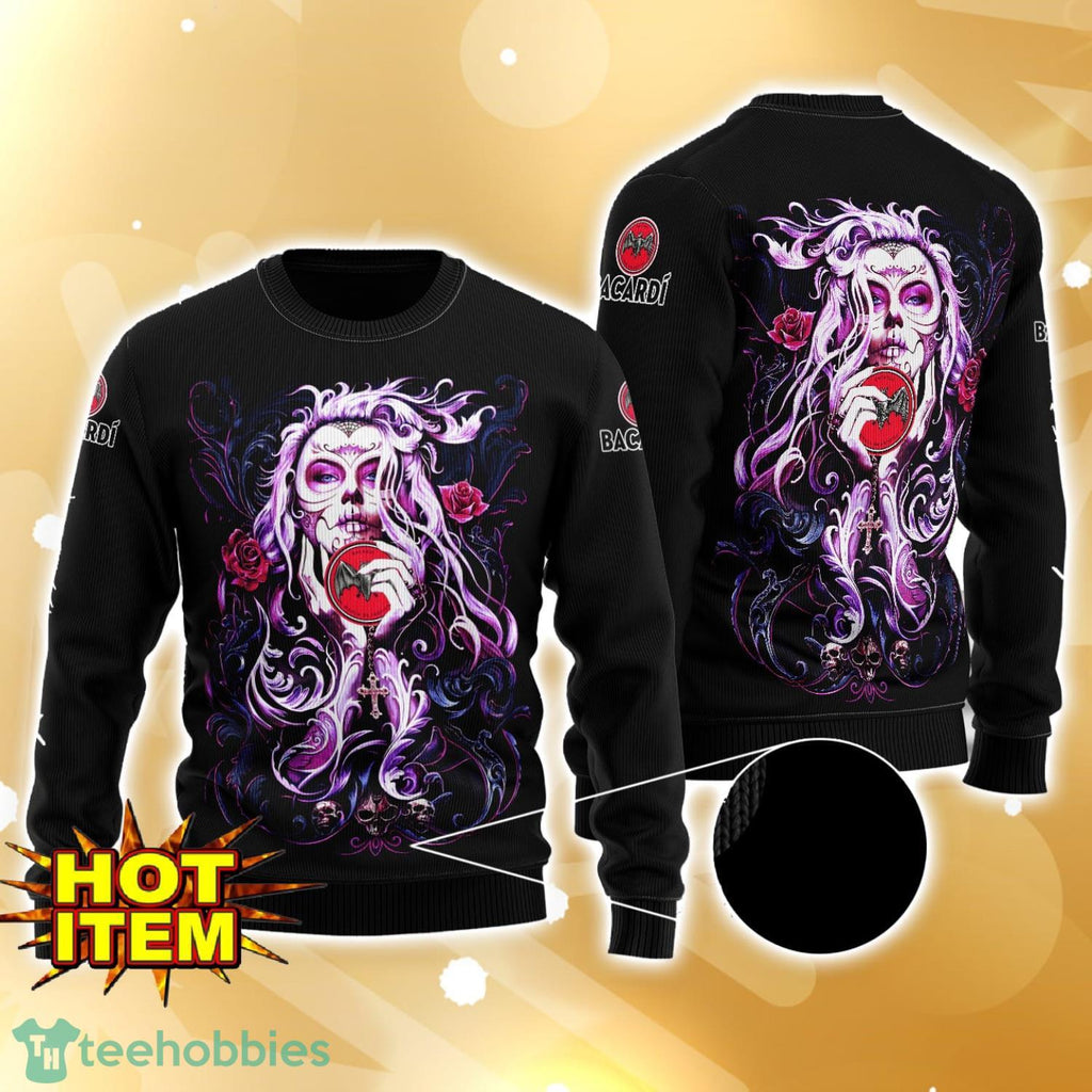 Bacardi Rum Tattoo Girl 3D Ugly Christmas Sweater For Men And Women