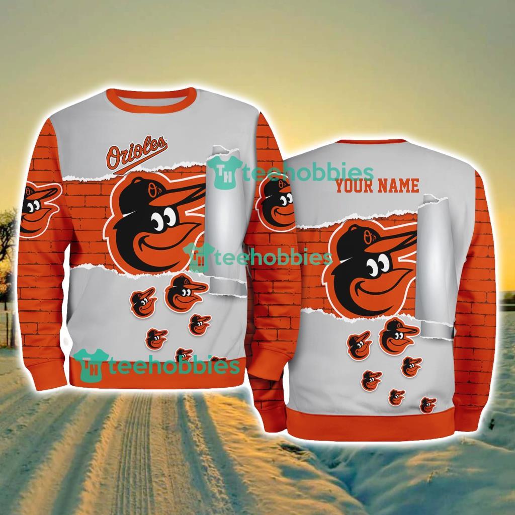 Baltimore Orioles MLB Sporty Color Custom Name Christmas Ugly Sweater Gift For Fans