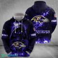 Baltimore Ravens Fire Skull Trendy Hoodie AOP Gift Halloween