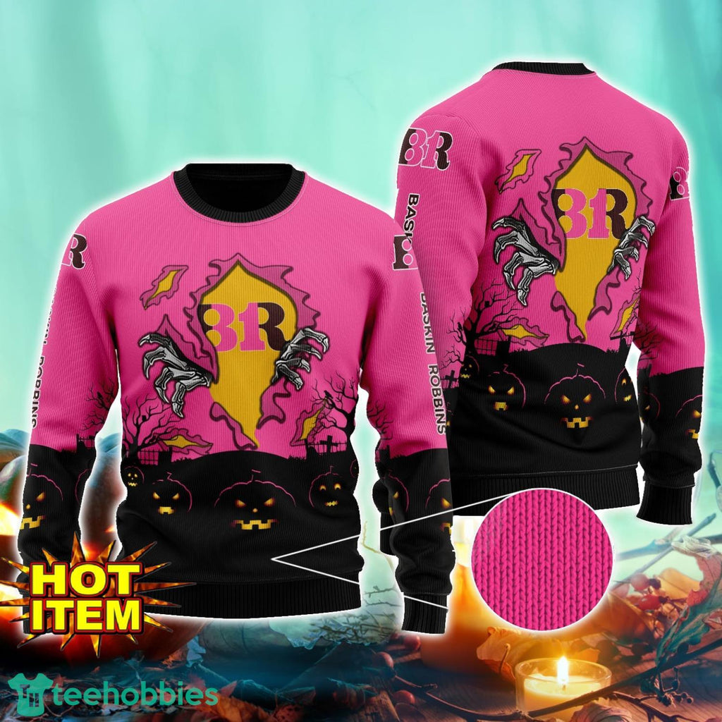 Baskin Robbins Scary Night Halloween Hand Pull Out Halloween 3D Sweater For Men and Women