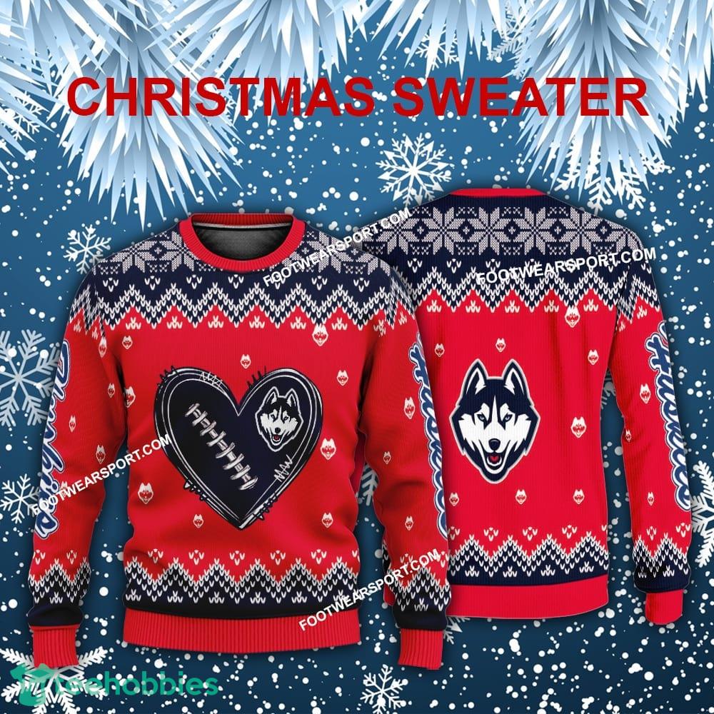 Design Heart Football Connecticut Huskies Xmas 3D Sweater Gift Holidays