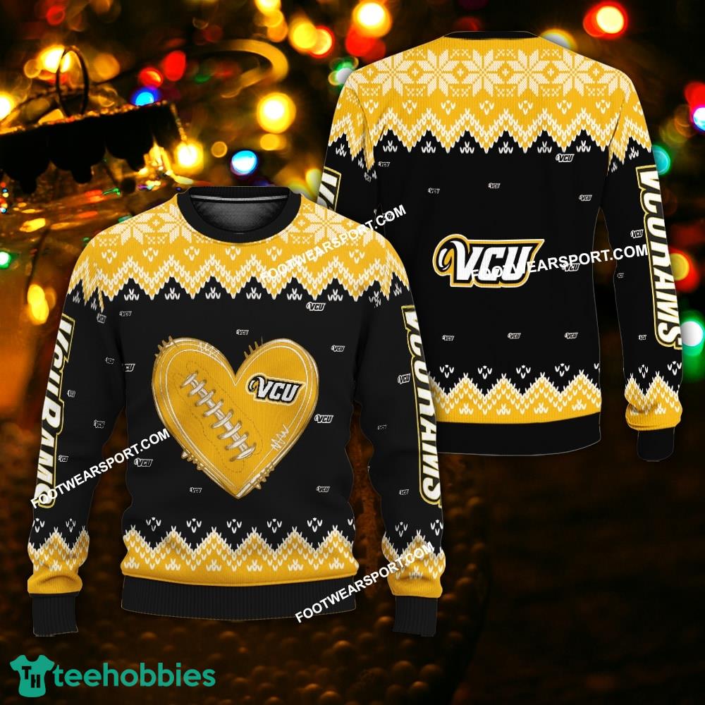 Design Heart Football Virginia Commonwealth Rams Xmas Sweater Gift Holidays
