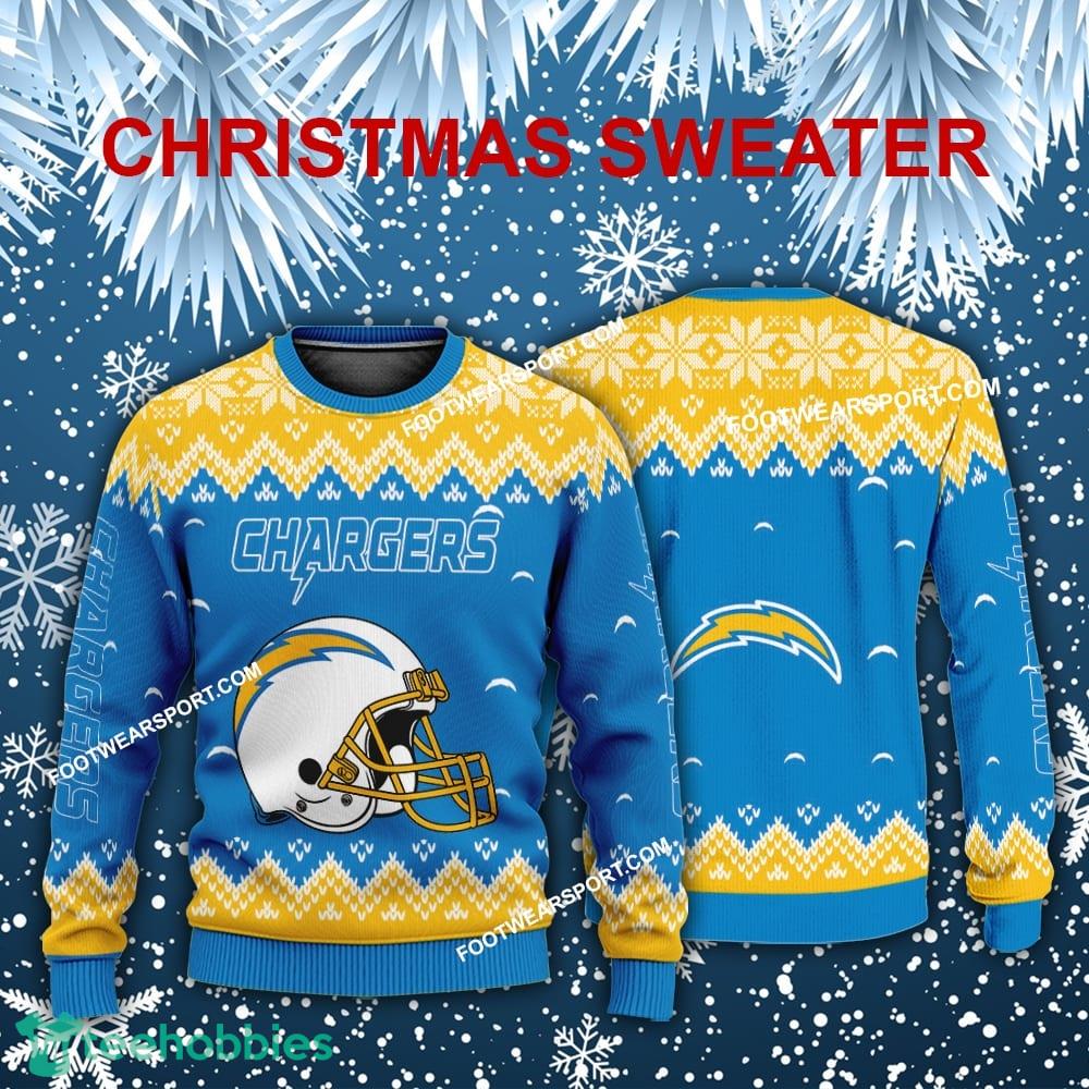 Design Helmet Los Angeles Chargers Christmas Sweater AOP For Men Women