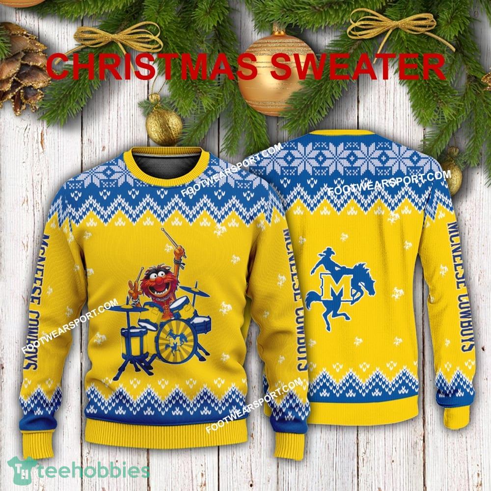 Design Muppets Play Drums McNeese State Cowboys Christmas Sweater Gift For Adult