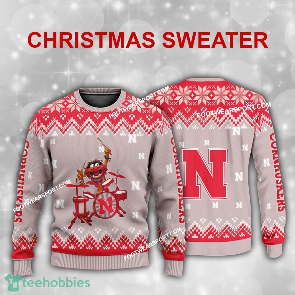 Design Muppets Play Drums Nebraska Cornhuskers Xmas Sweater For Men Women