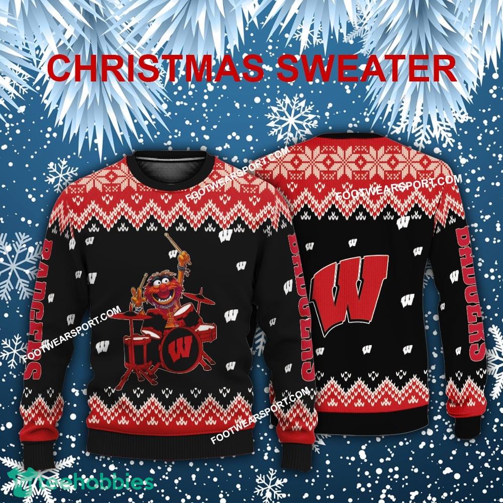 Design Muppets Play Drums Wisconsin Badgers Christmas Sweater For Men Women