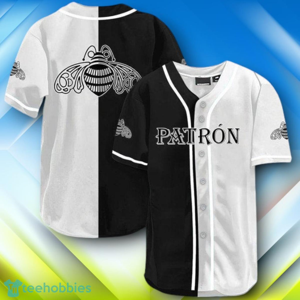 Black And White Split Patron Tequila Halloween Baseball Jersey Style Gift