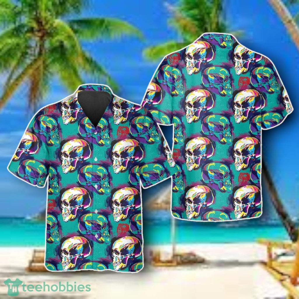 Blue Blurry Skull Art Hawaiian Shirt Style Gift
