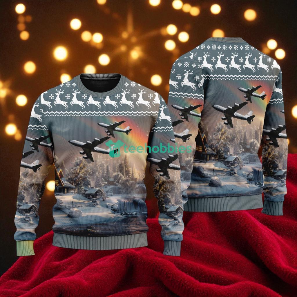 Boeing Kc-135 Stratotanker American Airlines Christmas House Under The Rainbow Ugly Sweater For You