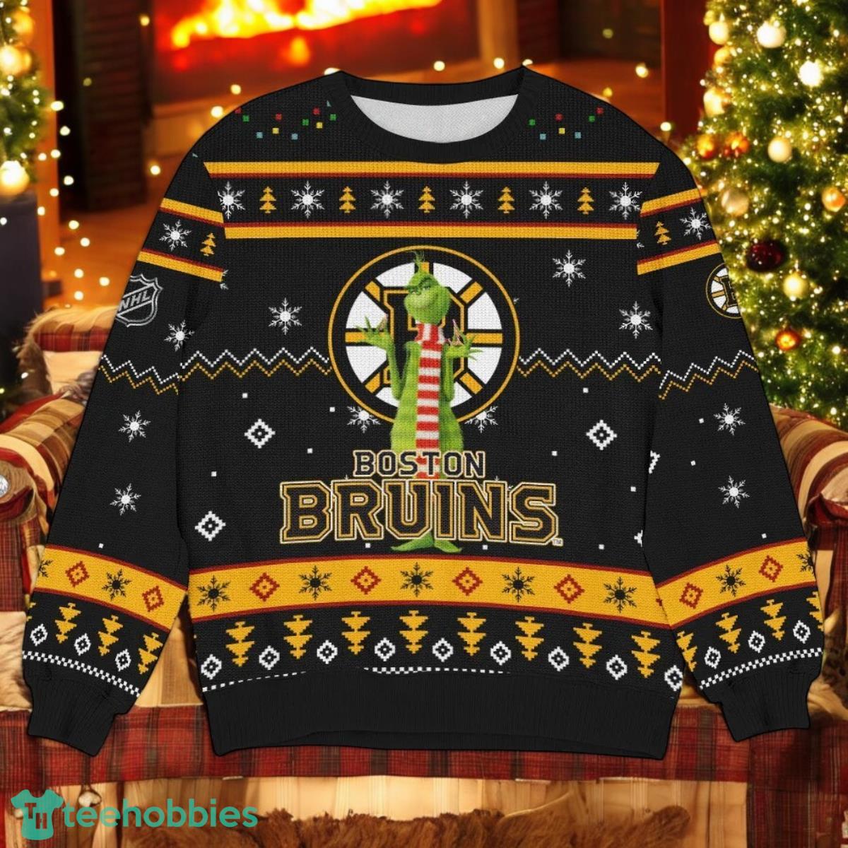 Boston Bruins NHL Grinch Ugly Christmas Sweater Team Holiday Christmas Gift