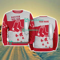 Boston Red Sox MLB Sporty Color Custom Name Christmas Ugly Sweater Gift For Fans