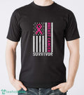 Breast Cancer Survivor Shirt, Breast Cancer USA Flag T-Shirt