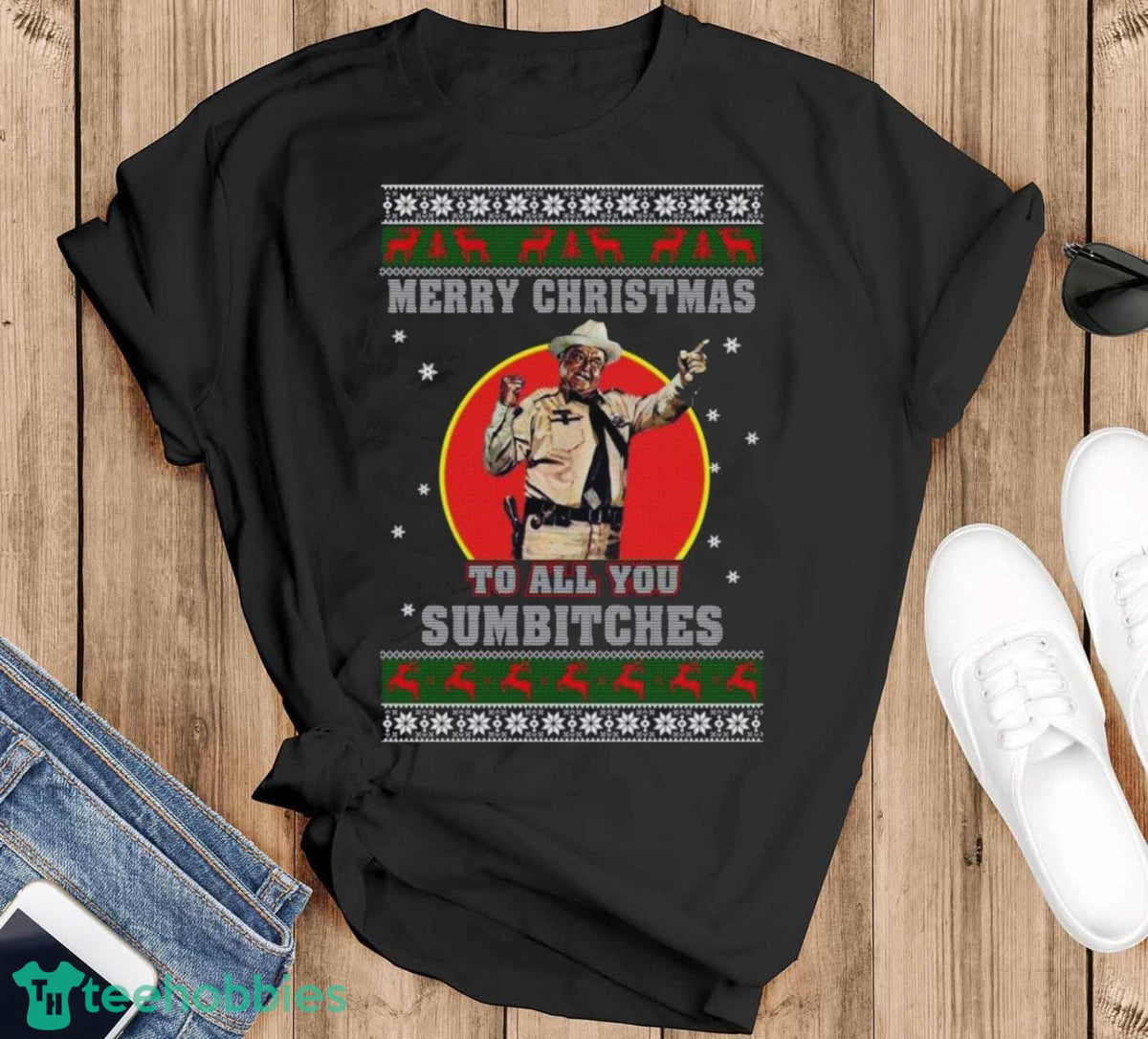 Buford T Justice Merry Christmas To Sumbitches Xl Black Unisex , , , Long Sleeve Tee