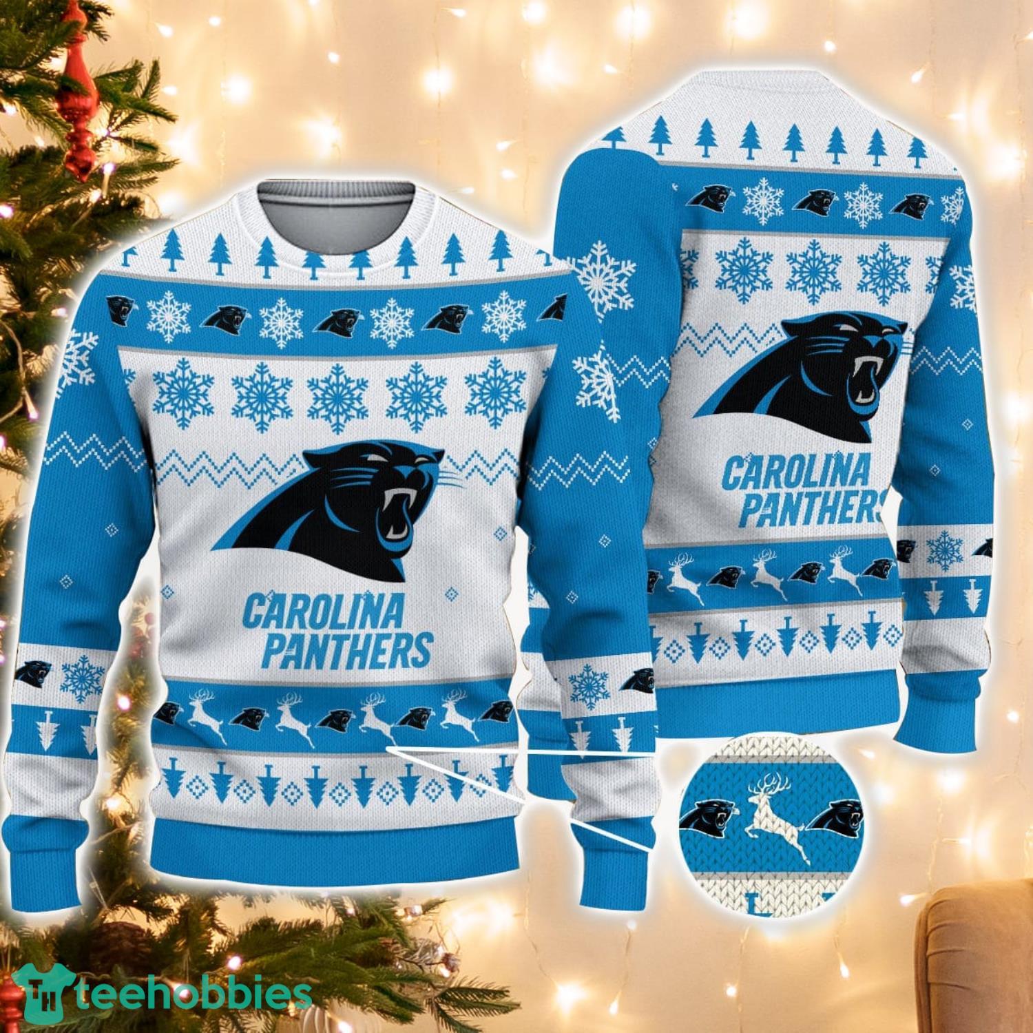 Carolina Panthers Logo Ugly Christmas Sweater 3D Printed Unisex Sweater For Men And Women