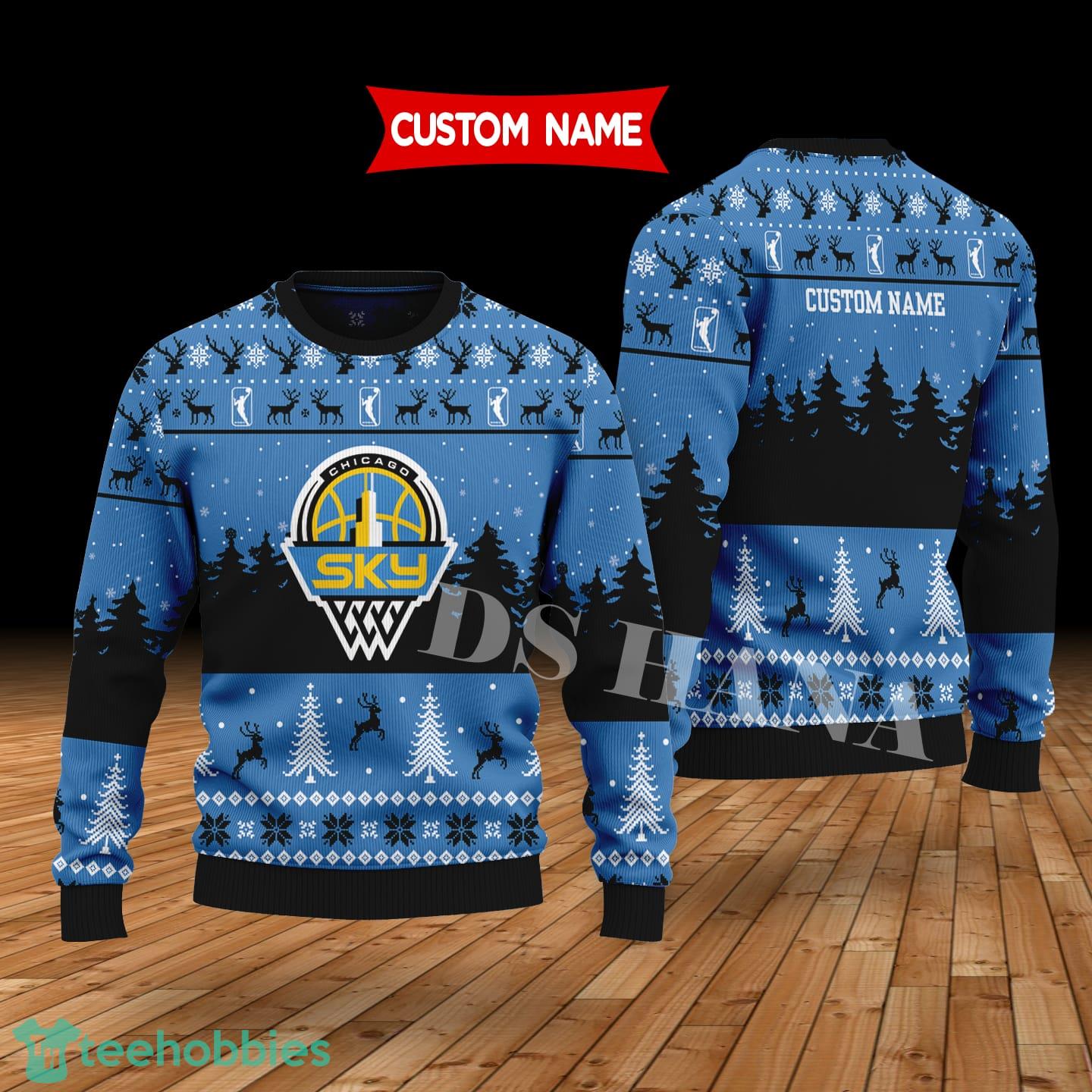 Chicago Sky Custom Name Merry Xmas Sweater For Soccer Sport Team’s Fans Sweater