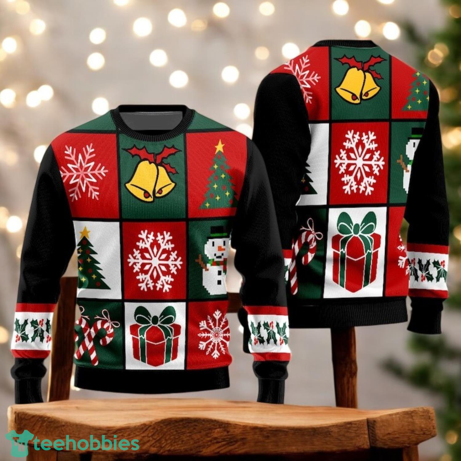 Christmas Bells and Snowflakes Ugly Sweater Holiday Gift Sweater