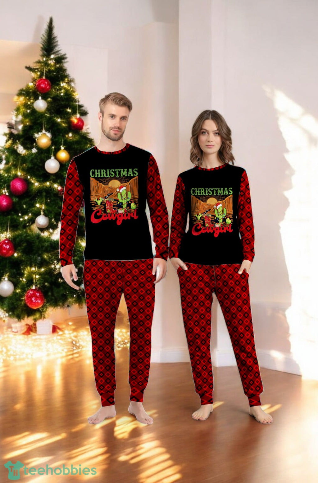 Christmas Cowgirl Cowboy Christmas Family Matching Pajama Set