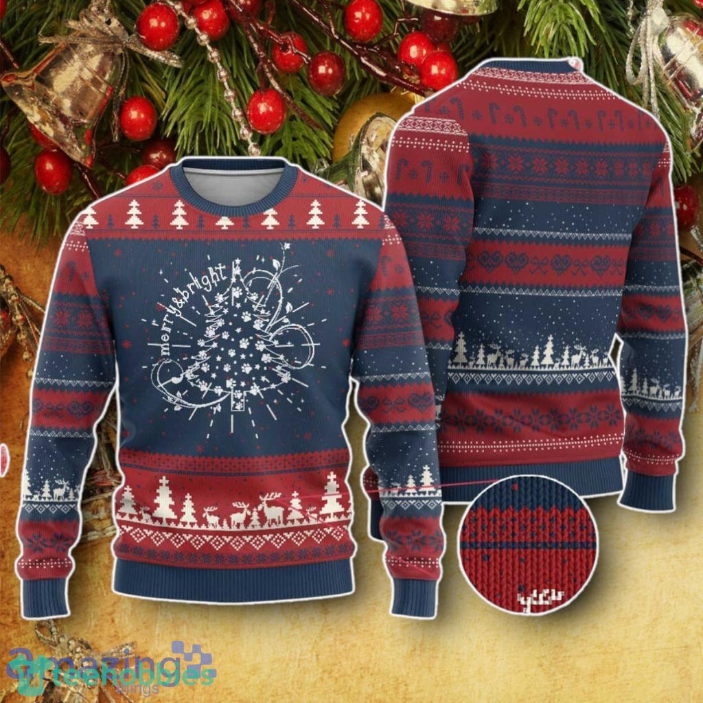 Christmas Dog Ugly Christmas Sweater Impressive Gift Merry & Bright Cute Xmas Tree With Paws Gift For Dog Lover
