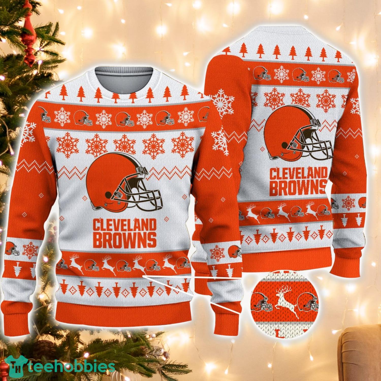 Cleveland Browns Logo Ugly Christmas Sweater 3D Printed Unisex Sweater For Men And Women