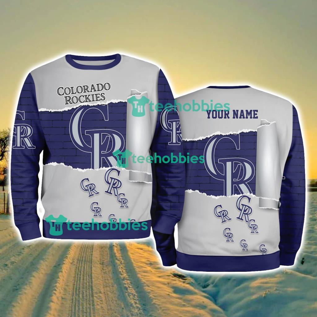 Colorado Rockies MLB Sporty Color Custom Name Christmas Ugly Sweater Gift For Fans