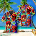 Colorful Alien Skull Hawaiian Shirt Style Gift