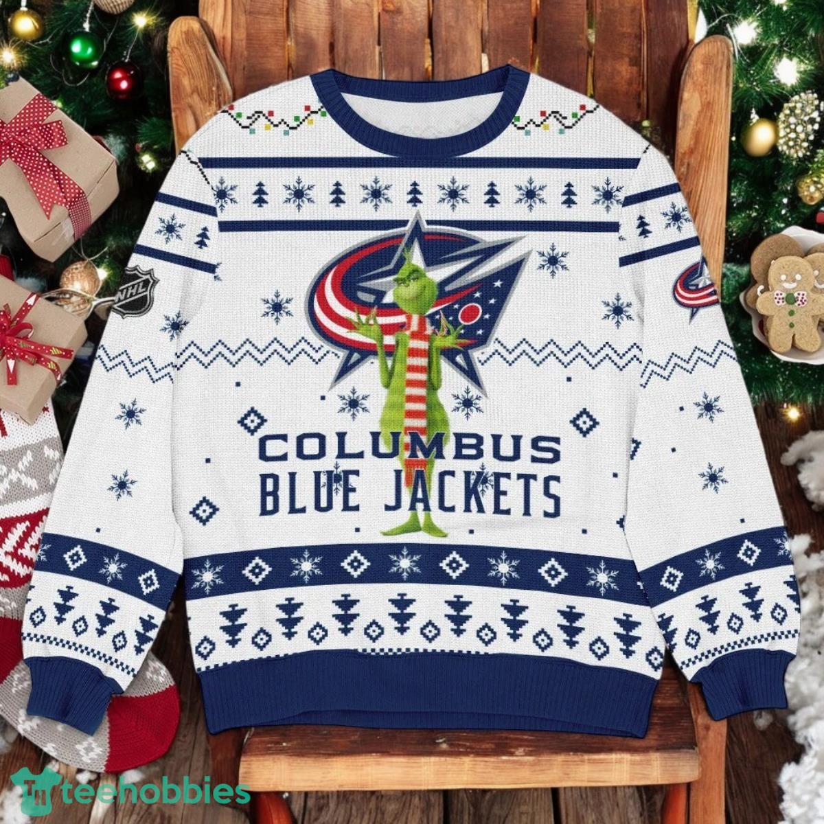 Columbus Blue Jackets NHL Grinch Ugly Christmas Sweater Team Holiday Christmas Gift
