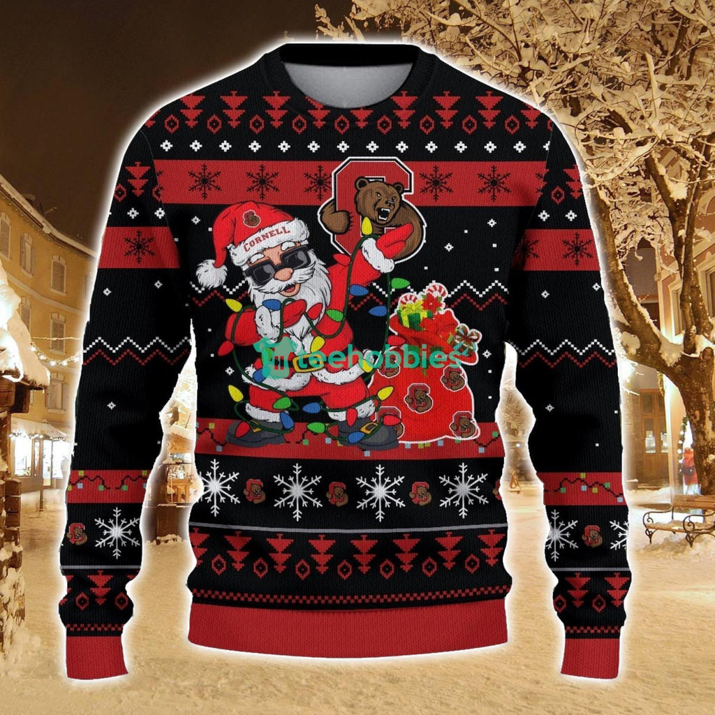 Cornell Big Red Santa Claus Ugly Christmas Sweater All Printed Sweater For Fans Gift Ideas