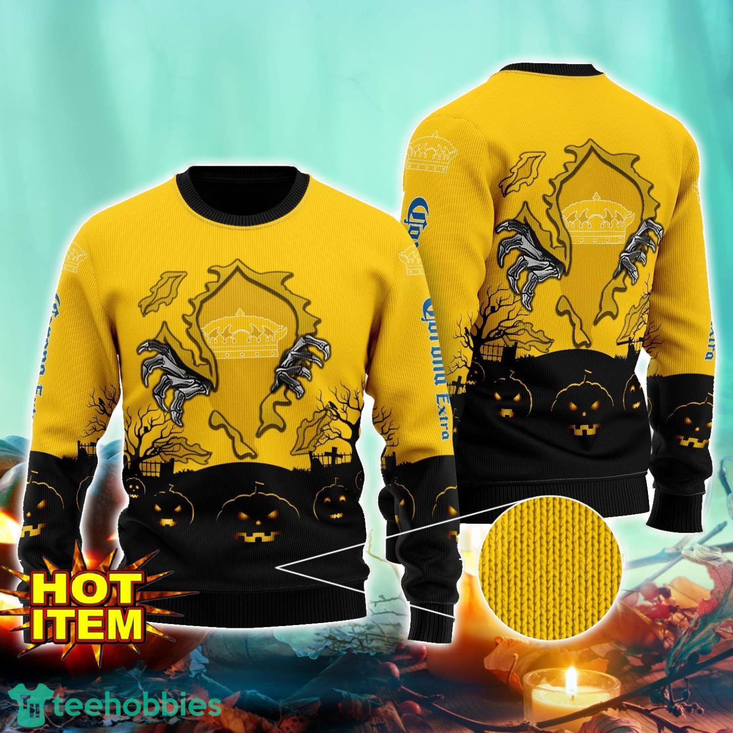 Corona Extra Scary Night Halloween Hand Pull Out Halloween 3D Sweater For Men and Women
