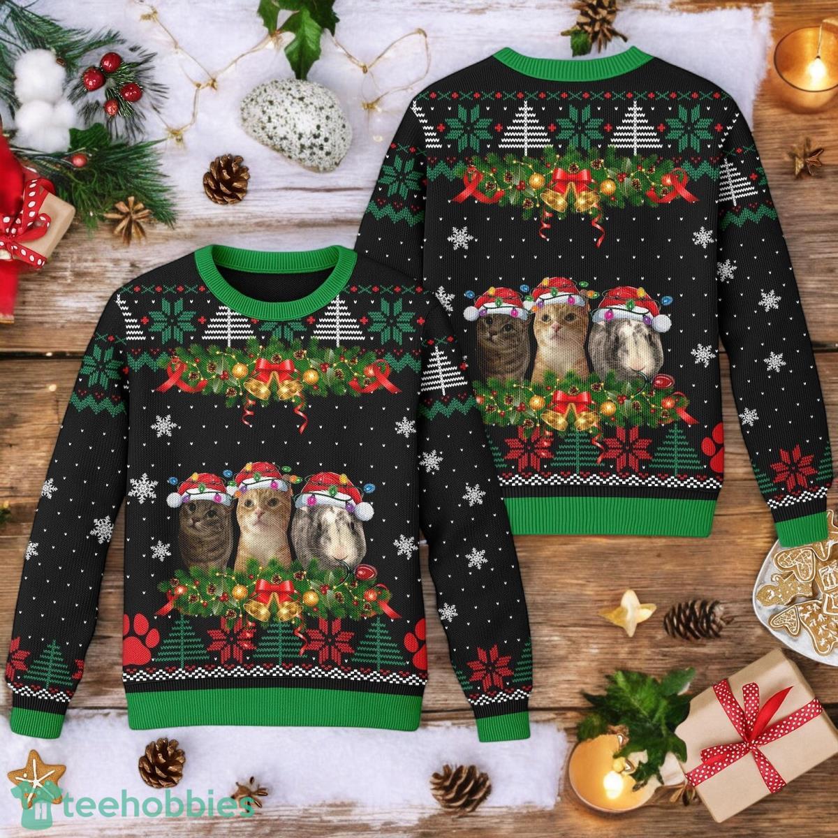 Custom Meowy Ugly Christmas 3D Sweater Christmas Gift Idea Pet Photo Ugly Christmas Sweater