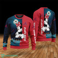 Custom Name Atlanta Braves Cartoon Mouse Couple Christmas 3D Sweater