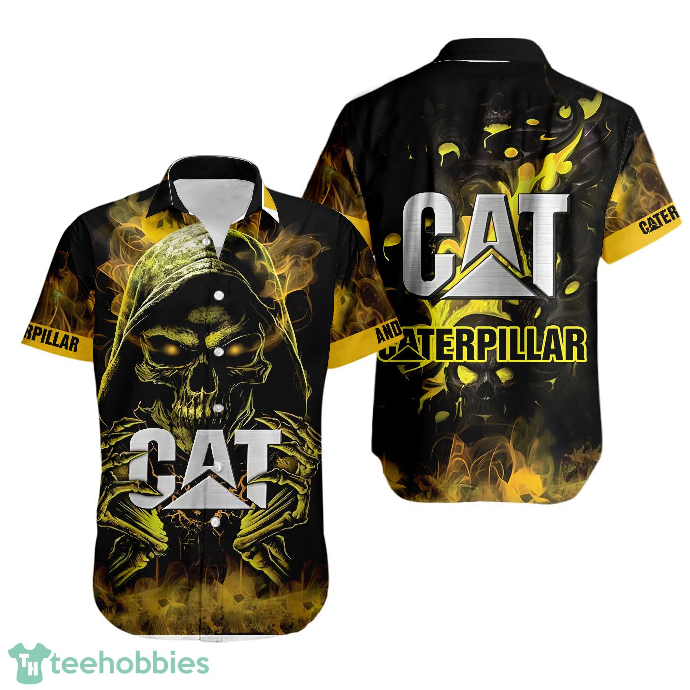 Custom Name Caterpillar Death Skull Gift Halloween 3D Hawaiian Shirt