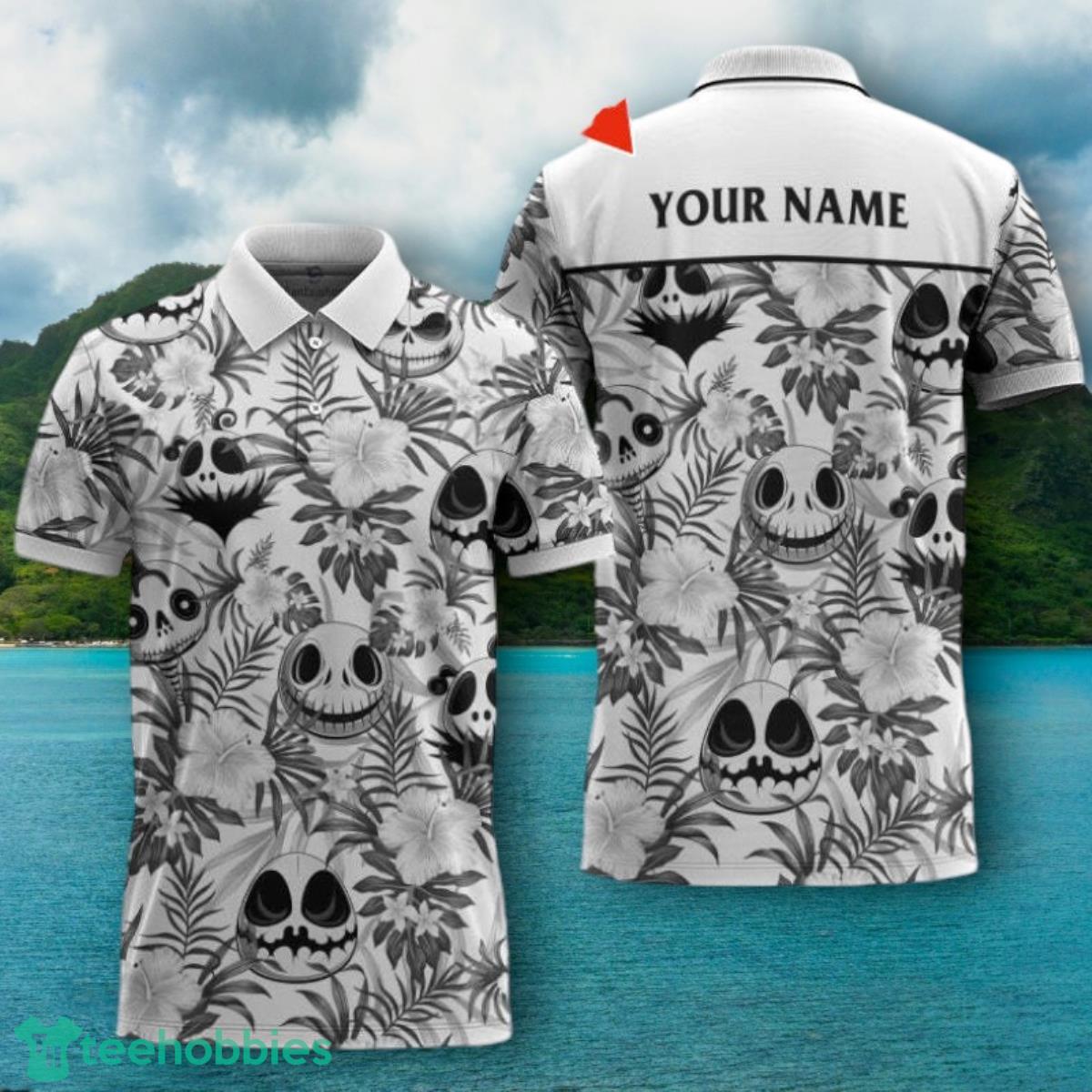 Custom Name Flower Tropical Jack Skellington Hawaiian Shirt Impressive Gift