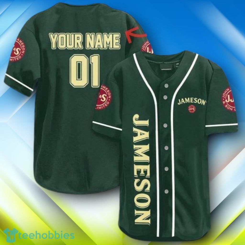 Custom Name Green Jameson Whiskey Halloween Baseball Jersey Style Gift