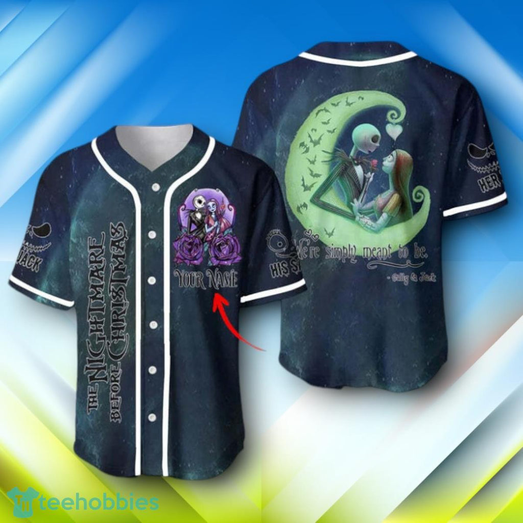 Custom Name Jack & Sally We’re Simply Meant To Be Halloween Baseball Jersey Style Gift