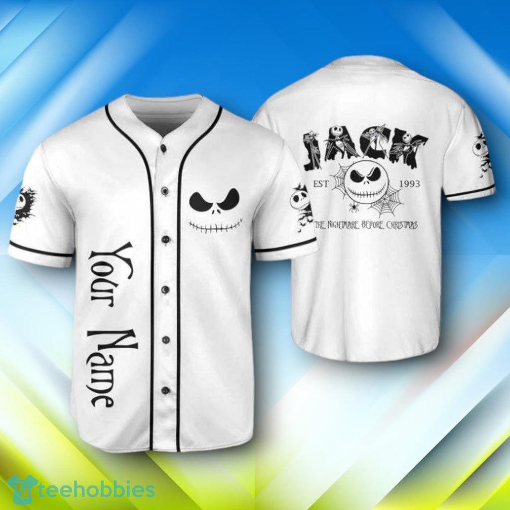 Custom Name Jack Skellington And Sally Halloween Baseball Jersey Style Gift