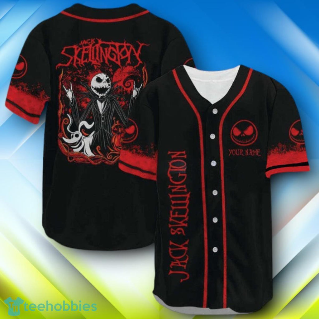 Custom Name Jack Skellington And Zero Halloween Baseball Jersey Style Gift