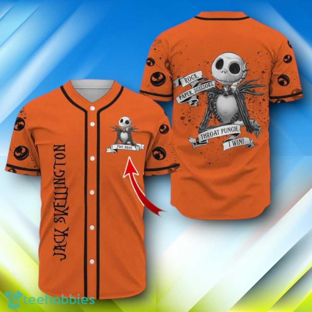 Custom Name Jack Skellington Halloween Baseball Jersey Style Gift