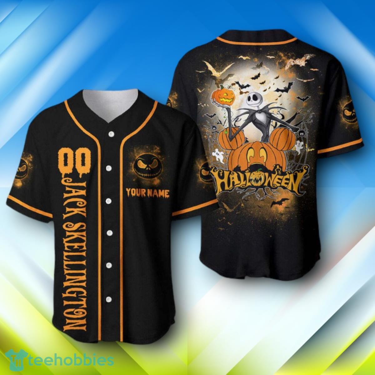 Custom Name Jack Skellington Halloween Halloween Baseball Jersey Style Gift