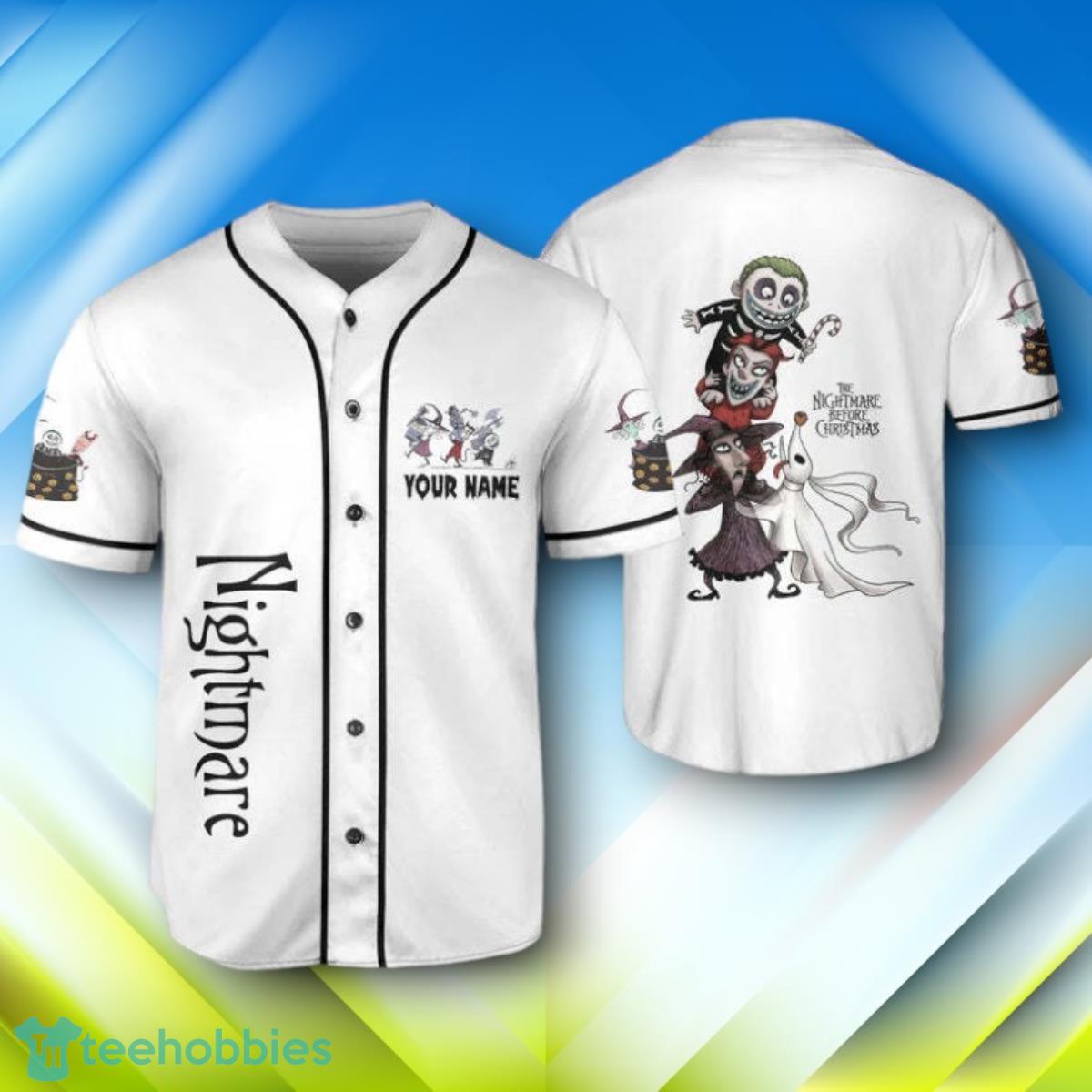 Custom Name Nightmare Lock Shock Barrel Halloween Baseball Jersey Style Gift
