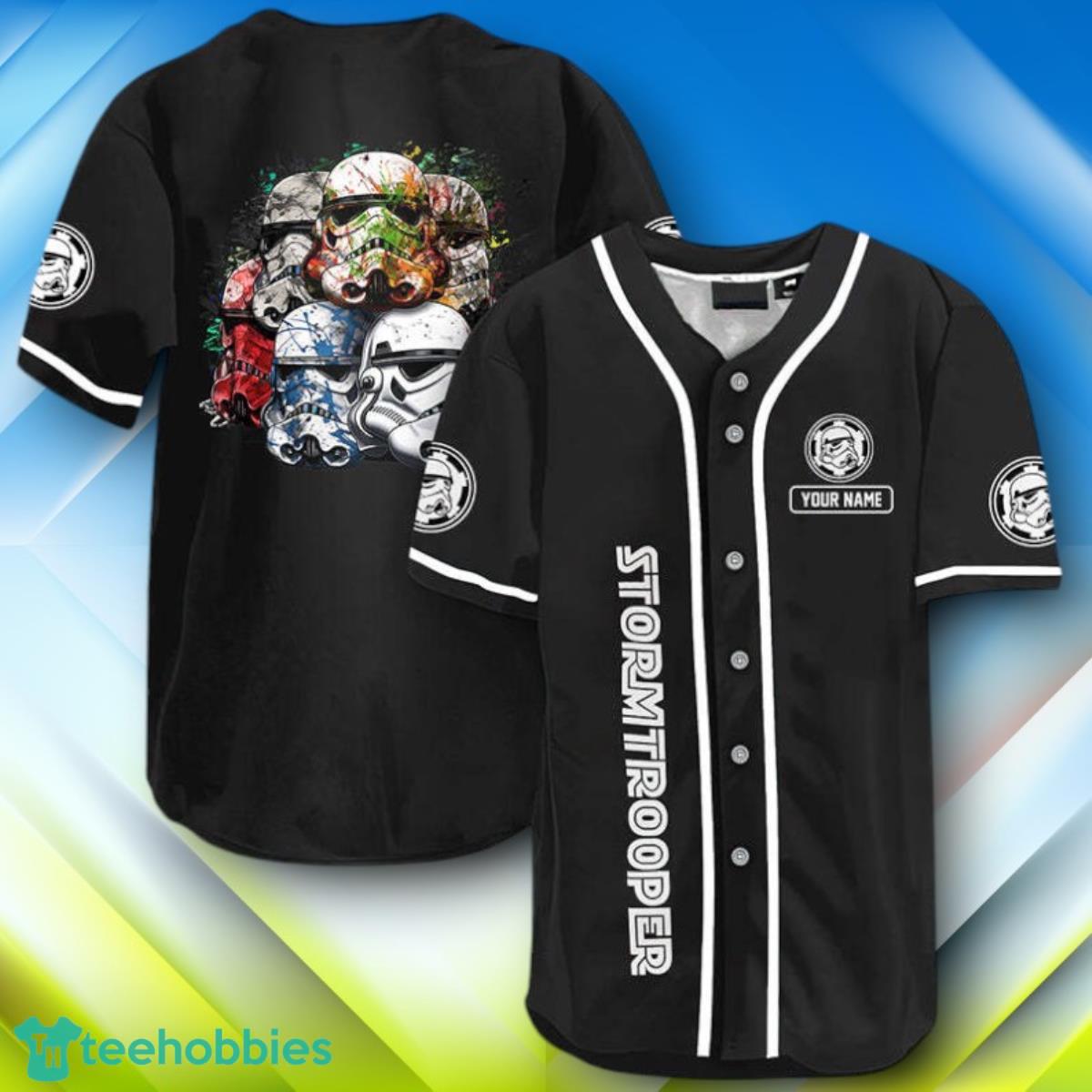 Custom Name Stormtrooper Helmet Colorful Halloween Baseball Jersey Style Gift