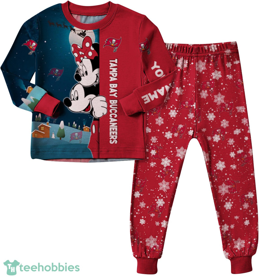 Custom Name Tampa Bay Buccaneers Cartoon Mouse Couple Christmas Matching Pajamas Set