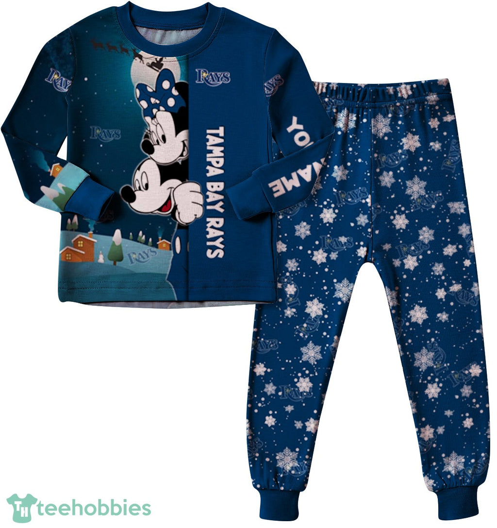 Custom Name Tampa Bay Rays Cartoon Mouse Couple Christmas Matching Pajamas Set