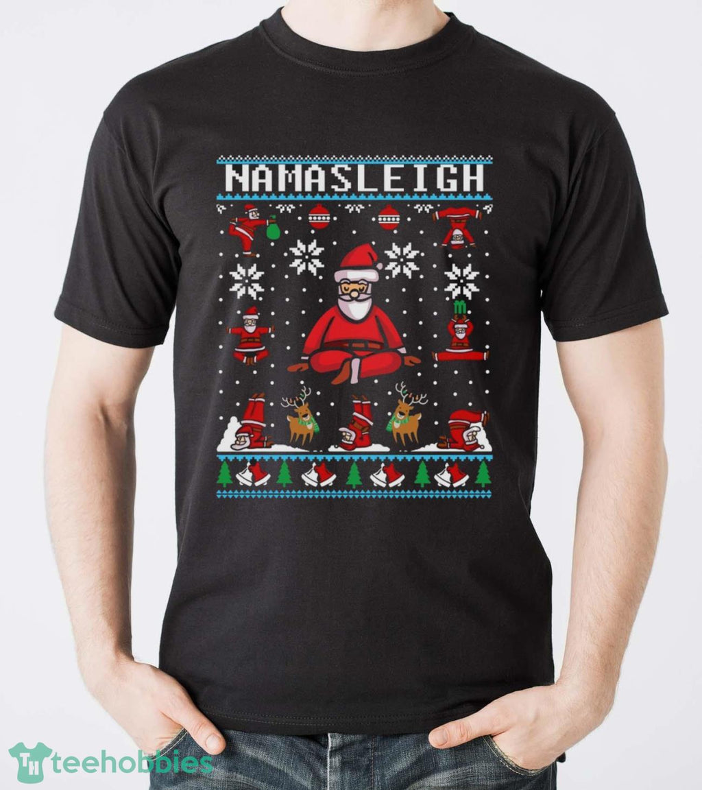 Cute Funny Gym Fitness Santa Yoga Christmas Sweater Namasleigh Yoga Sweater Yoga Sweatshirt