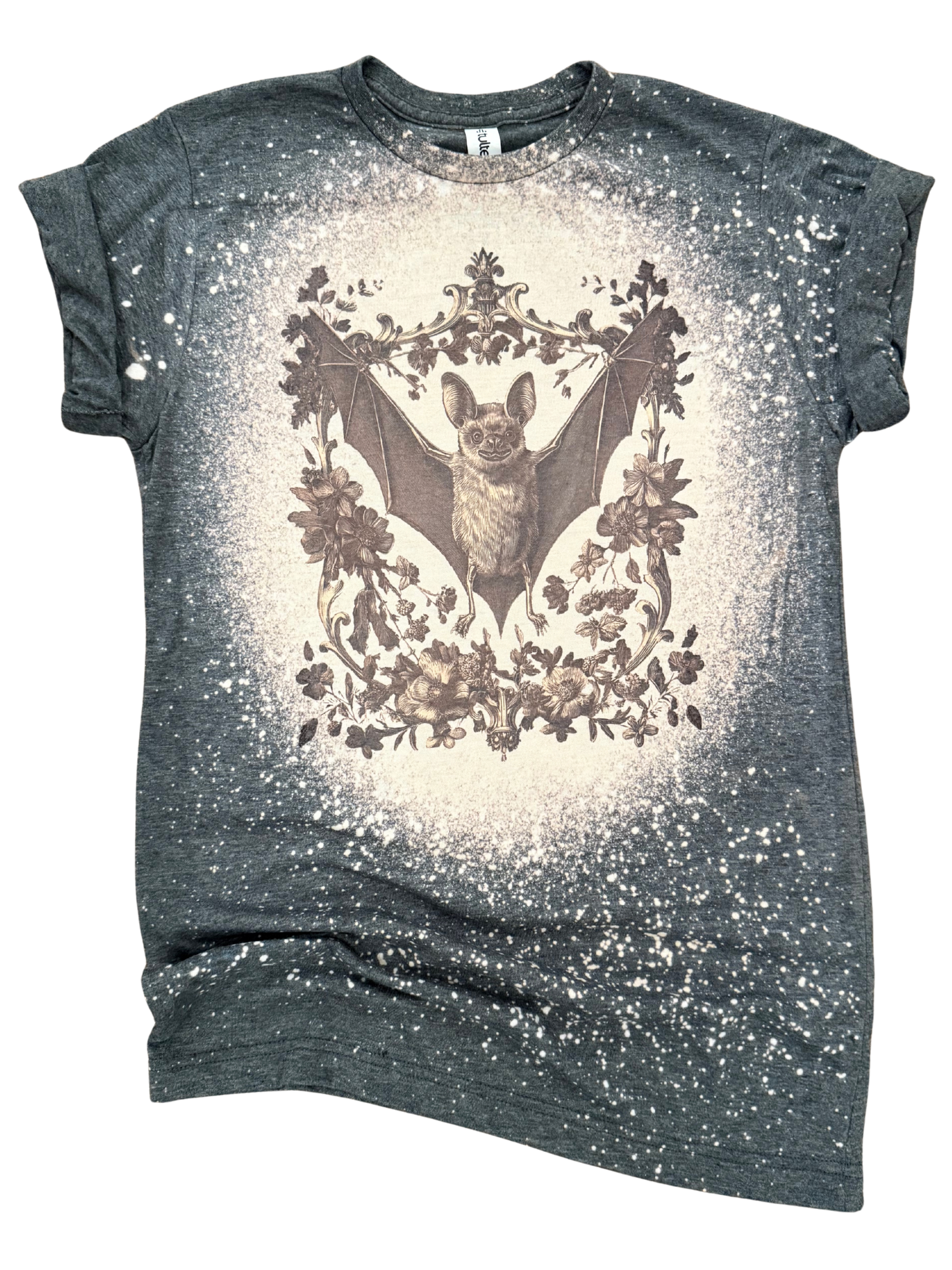 Batty + Beautiful – Vintage Gothic Bat Bleached Tee Unisex , , , Long Sleeve Tee