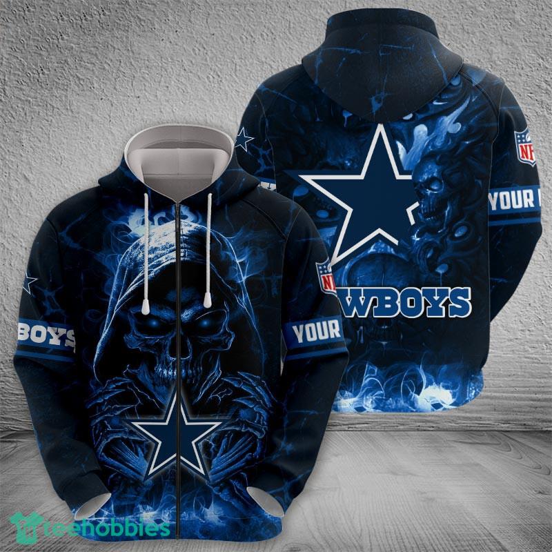 Dallas Cowboys Fire Skull Seasonal Hoodie AOP Gift Halloween