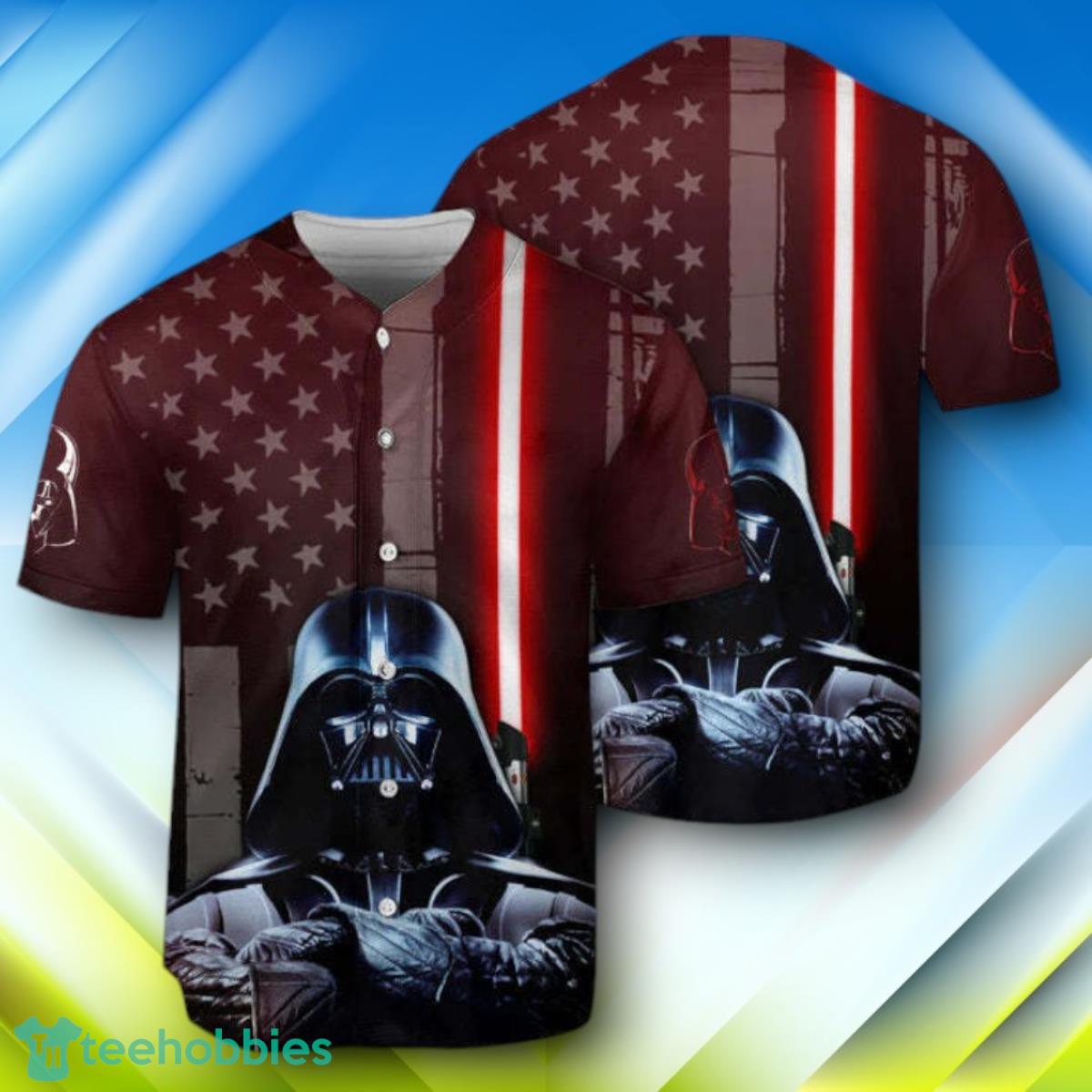 Darth Vader Lightsaber American Flag Halloween Baseball Jersey Style Gift