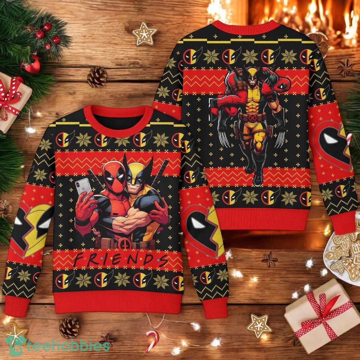 Deadpool And Wolverine Ugly Sweater Superhero Ugly Christmas Sweater