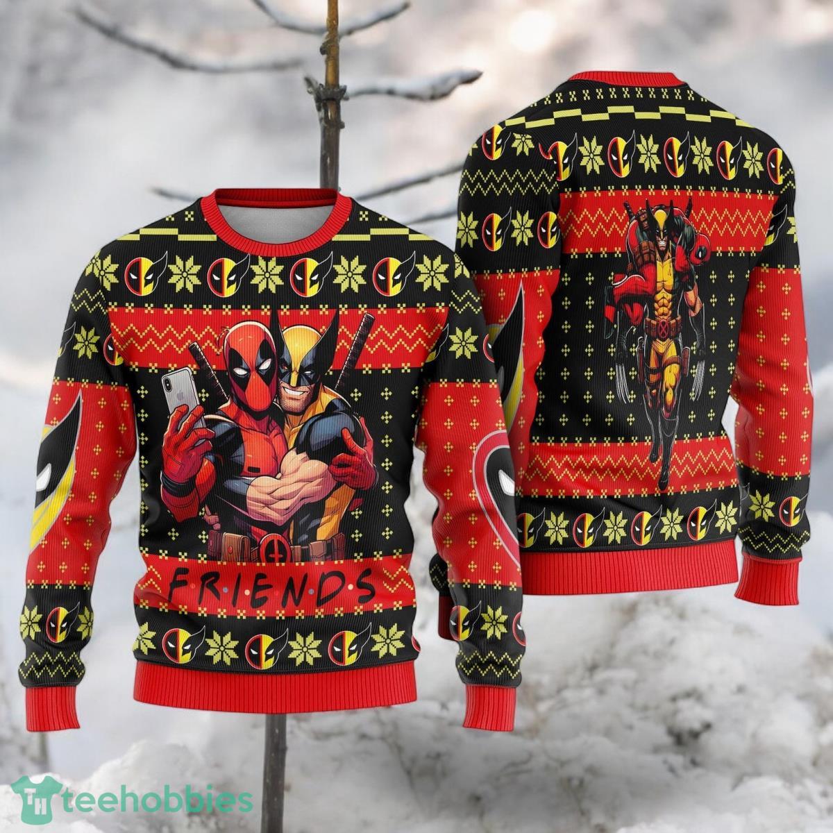 Deadpool Wolverine Ugly Sweater Friends Superhero Christmas 3D Ugly Sweater For Men And Women