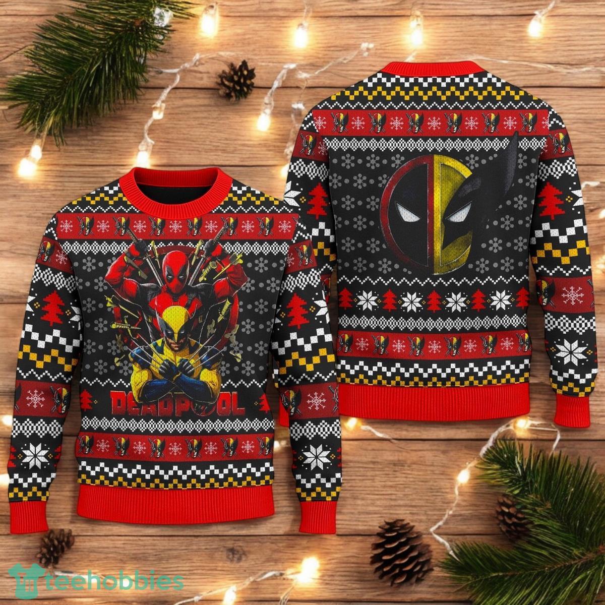 Deadpool X Wolverine Ugly Christmas Sweater Superhero Ugly Christmas Sweater